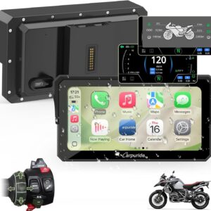 Carpuride W602BS Pro Carplay Pantalla para BMW Motocicletas, Nativo Wonder Wheel Control y Lectura de Datos, Inalámbrico CarPlay y Android Auto, 6.25" Impermeable Táctil Pantalla, OTA, Dual Bluetooth.