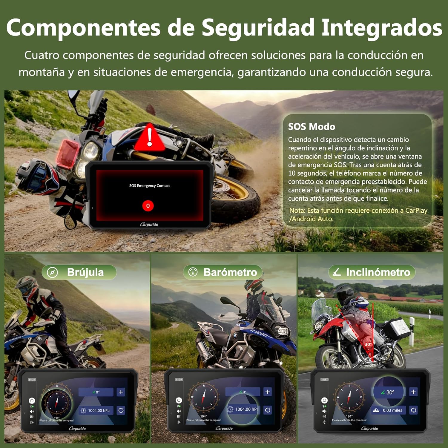 Carpuride W602BS Pro Carplay Pantalla para BMW Motocicletas, Nativo Wonder Wheel Control y Lectura de Datos, Inalámbrico CarPlay y Android Auto, 6.25" Impermeable Táctil Pantalla, OTA, Dual Bluetooth. - 6