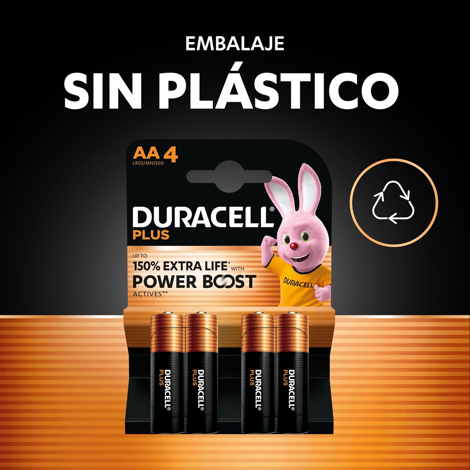 DURACELL Plus Pilas AA (Paquete de 36) – Pilas alcalinas 1,5 V – Hasta un 150 % de duración extra con activos POWER BOOST–Fiabilidad para dispositivos cotidianos–Envase con 0 % de plástico–MN1500 - 6