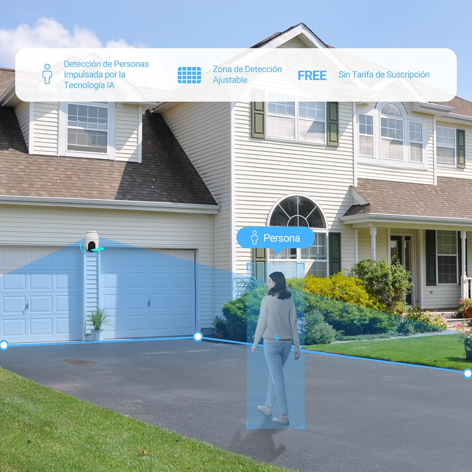 EZVIZ 2PCS Cámara Vigilancia WiFi Exterior 360°,1080P Cámara IP de Seguridad,Visión Nocturna en Color,IA Detección de Personas,Seguimiento Automático,Audio Bidireccional,Sirena, Alexa/Google,C8c 2MP - 3