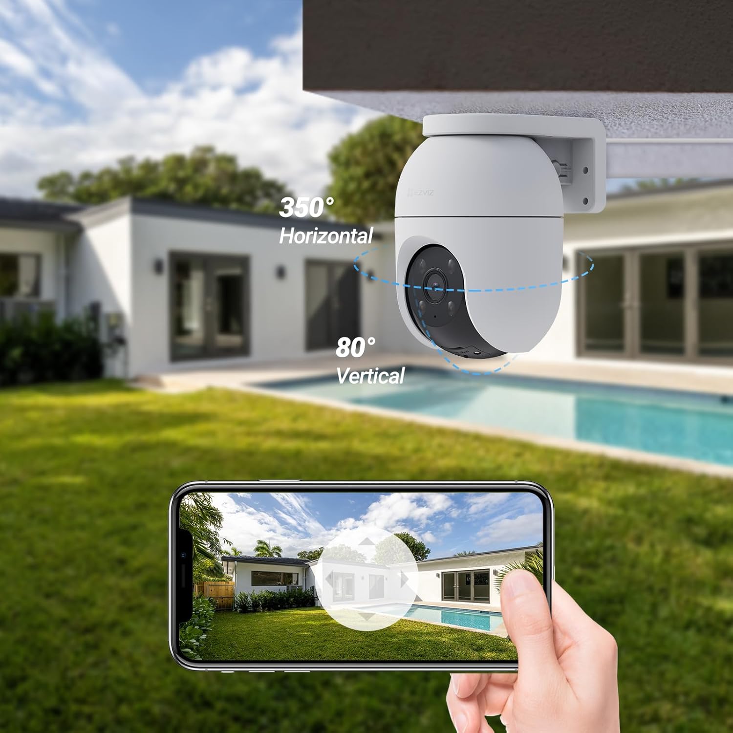 EZVIZ 2PCS Cámara Vigilancia WiFi Exterior 360°,1080P Cámara IP de Seguridad,Visión Nocturna en Color,IA Detección de Personas,Seguimiento Automático,Audio Bidireccional,Sirena, Alexa/Google,C8c 2MP - 5
