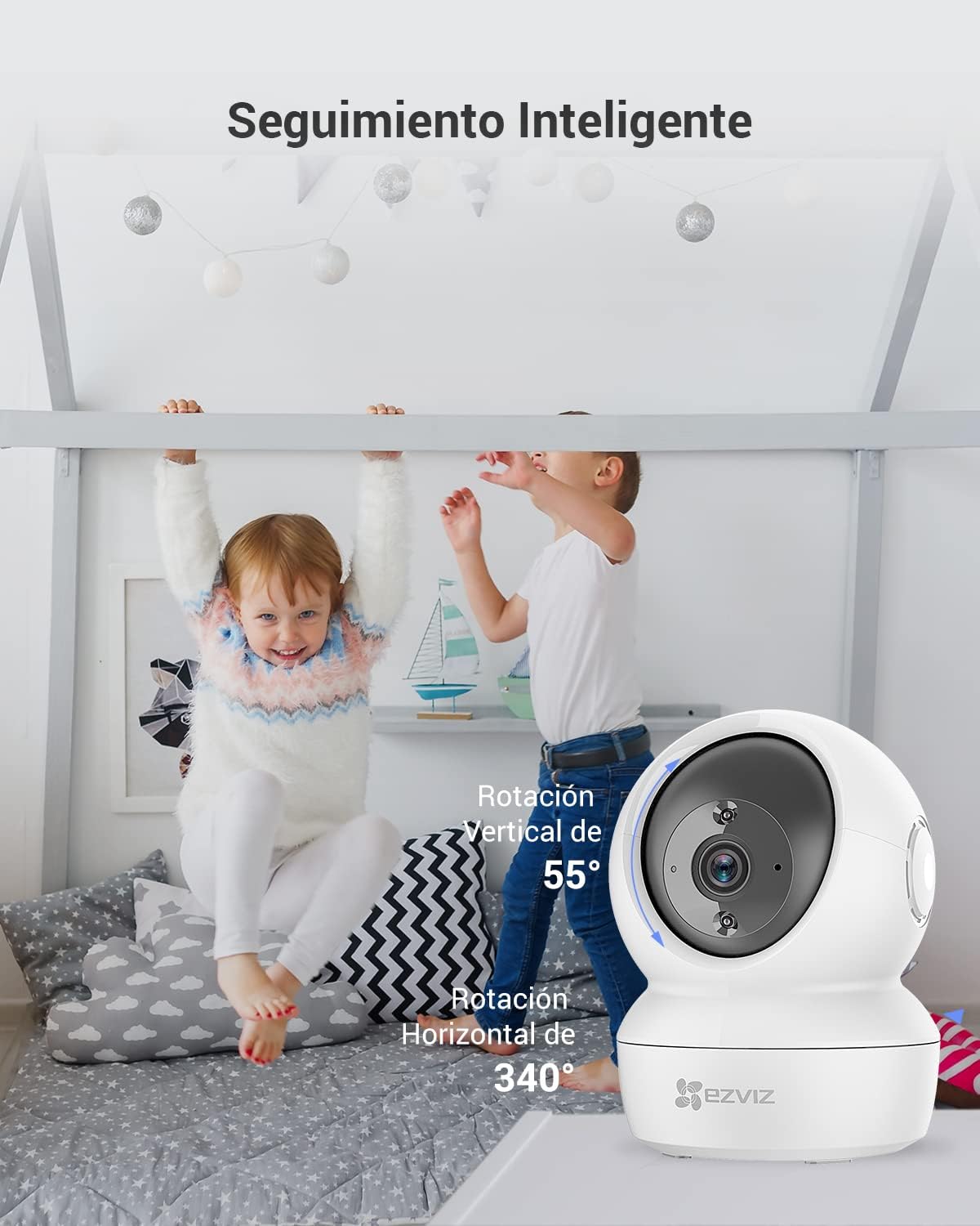 EZVIZ Kit de 2 Cámaras Vigilancia WiFi Interior 360º, C6N Camara Vigilancia Bebe 1080P, Visión Nocturna, Audio Bidireccional, Detección de Movimiento, Control Remoto, Blanco - 4