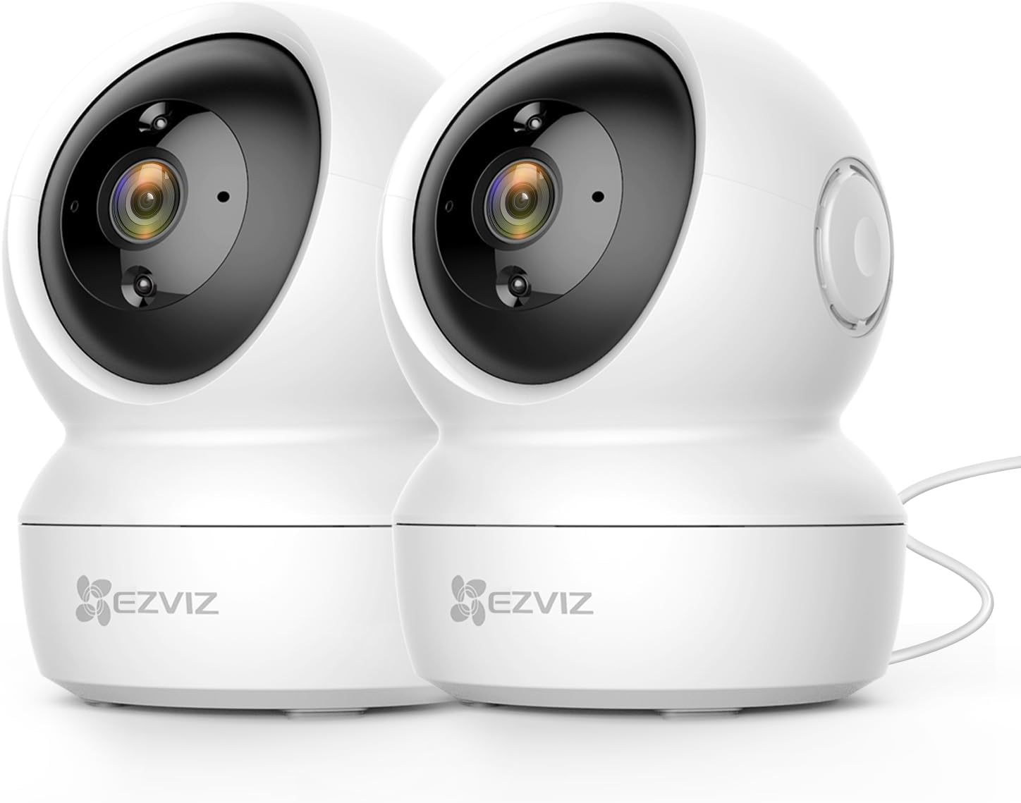 EZVIZ Kit de 2 Cámaras Vigilancia WiFi Interior 360º, C6N Camara Vigilancia Bebe 1080P, Visión Nocturna, Audio Bidireccional, Detección de Movimiento, Control Remoto, Blanco - 1