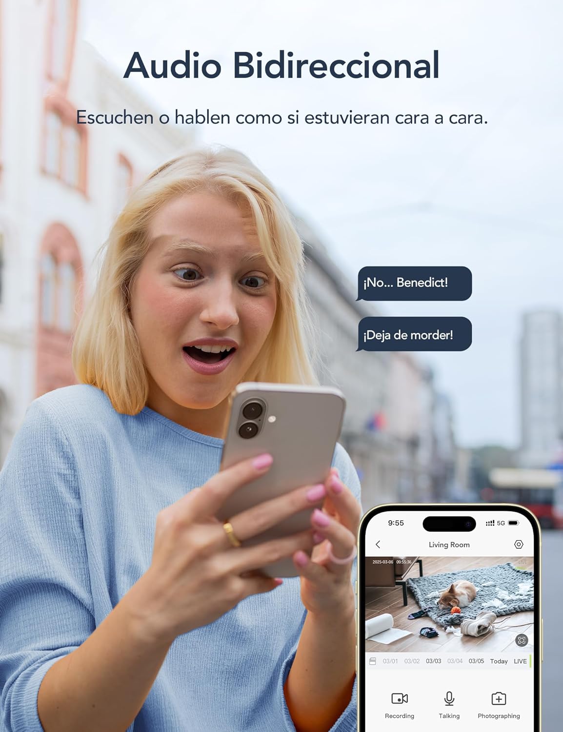 GNCC 2K Camaras Vigilancia Domicilio Wifi, Camara Vigilancia WiFi Interior para Bebés/Mascotas, Seguimiento, Detección de IA, Audio Bidireccional, Visión Nocturna, Compatible con Alexa(2,4GHz)(Pack 2) - 4