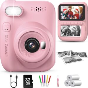 GREENKINDER Camara Fotos Infantil Instantanea,3,0 Pulgadas 14 MP Camara Fotos Infantil con Tarjeta de 32 GB y Papel de Impresión,HD 1080P Cámara Instantánea,Regalo de Cumpleaños para Niños 3 a 12 Años