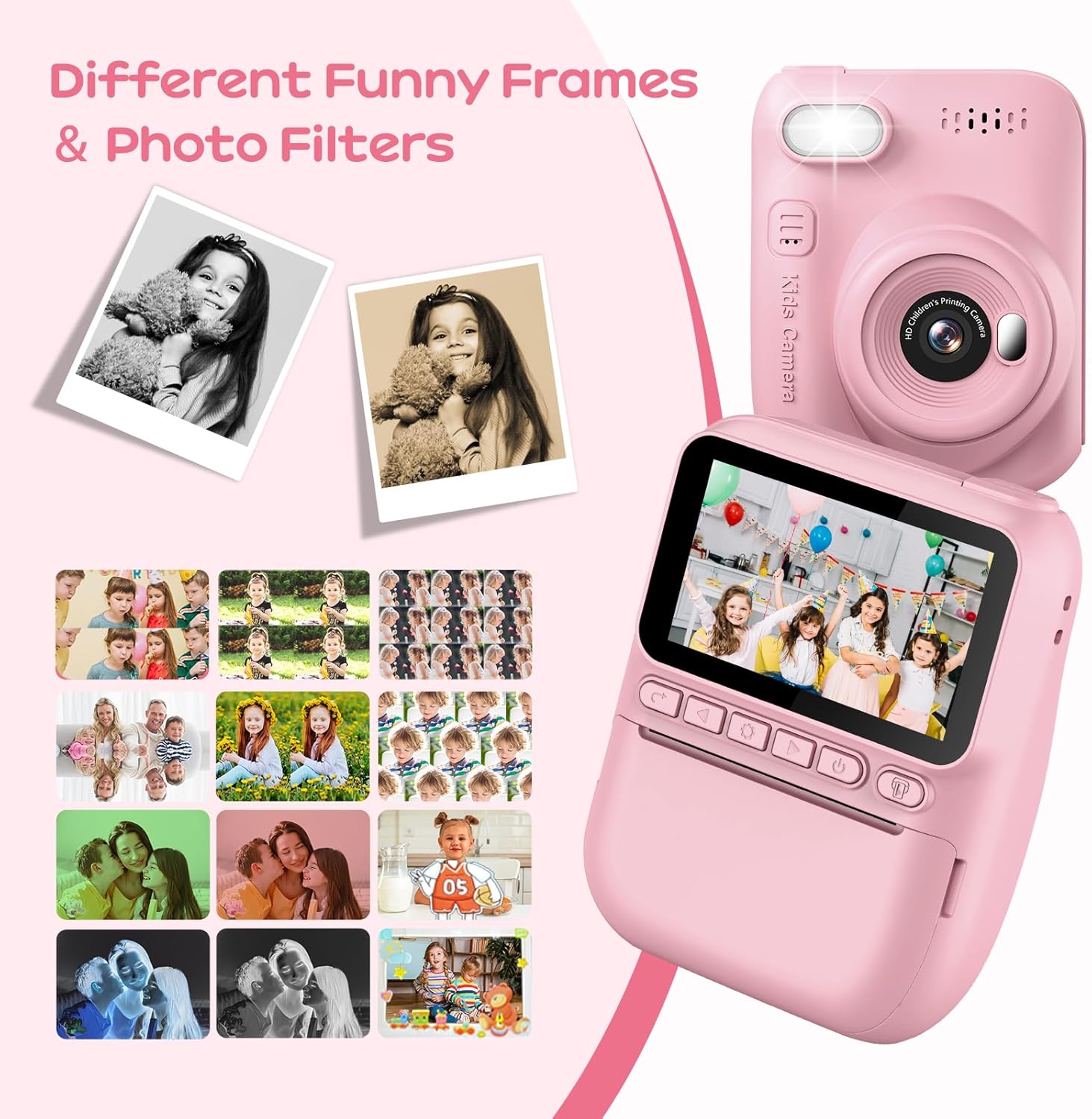 GREENKINDER Camara Fotos Infantil Instantanea,3,0 Pulgadas 14 MP Camara Fotos Infantil con Tarjeta de 32 GB y Papel de Impresión,HD 1080P Cámara Instantánea,Regalo de Cumpleaños para Niños 3 a 12 Años - 6