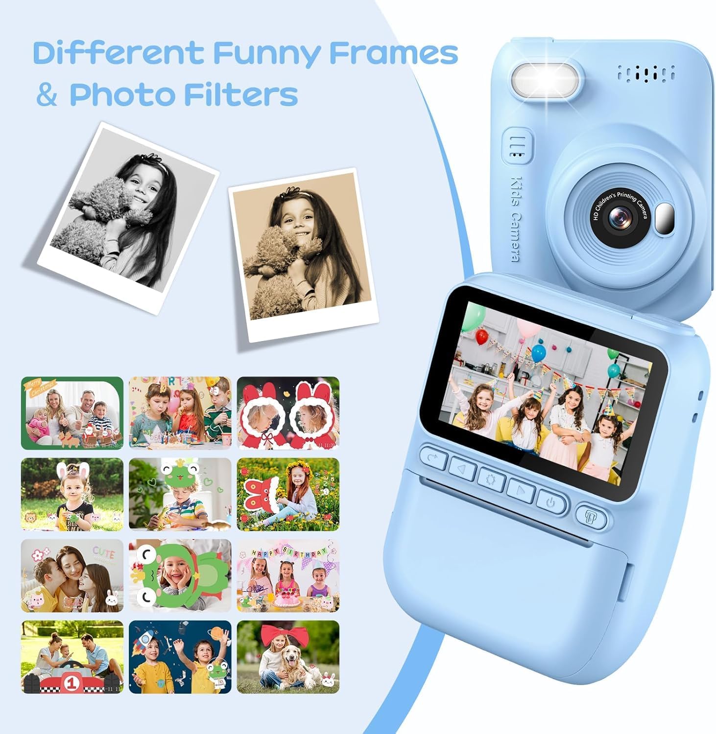 GREENKINDER Camara Fotos Infantil Instantanea,3,0 Pulgadas 14MP Camara Fotos Infantil con Tarjeta de 32 GB y Papel de Impresión,HD 1080P Cámara Instantánea,Regalo de Cumpleaños para Niños 3 a 12 Años - 6