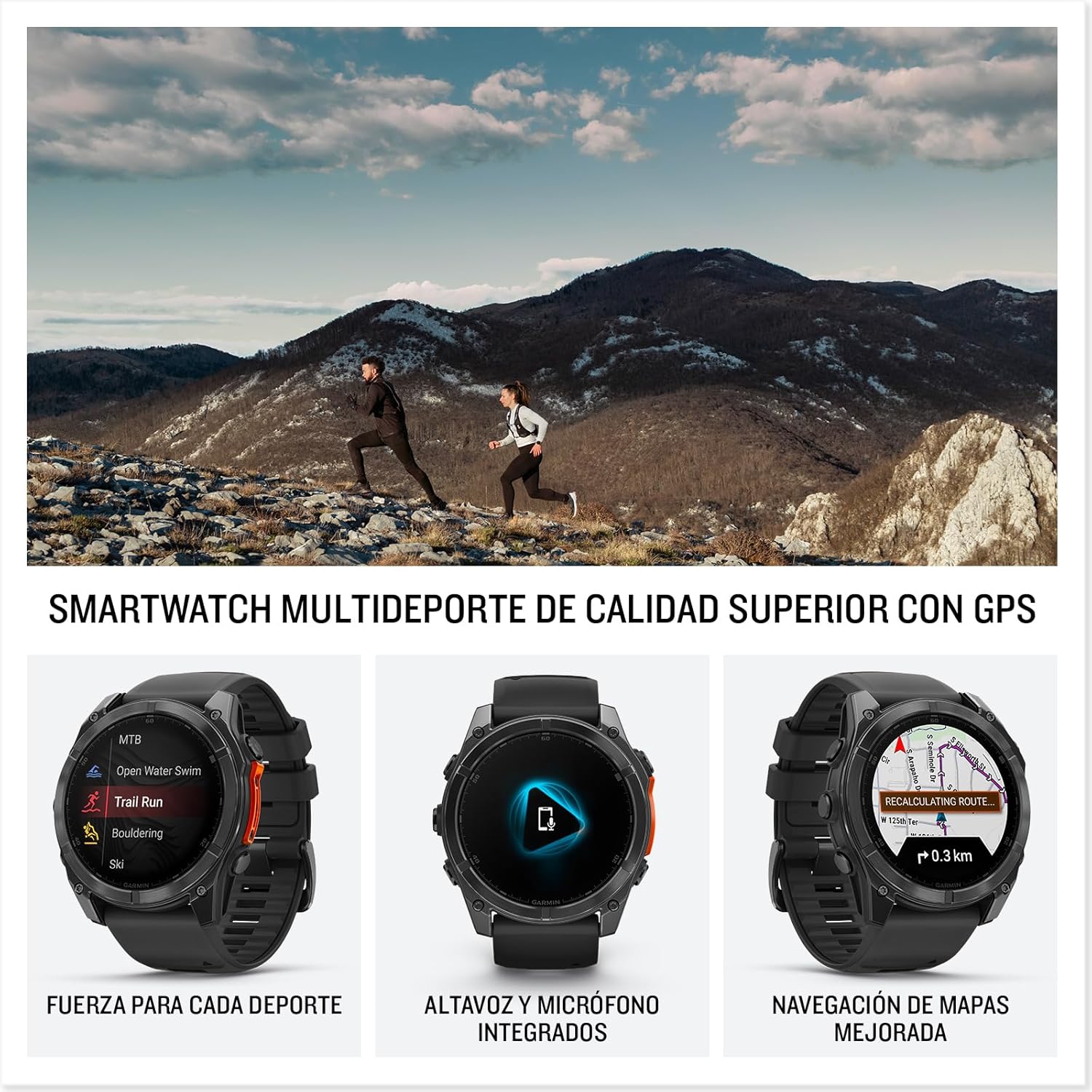 Garmin fēnix ​​8-51mm - Reloj de Alto Rendimiento GPS Multideporte con Pantalla táctil AMOLED, Linterna LED, Altavoz y micrófono Integrados, Mapas y hasta 29 días de autonomía, Negro - 3