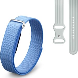 Google Fitbit Air - Pulsera de Actividad sin Pantalla con monitorización de la Actividad física - Compatible con iOS y Android - Lavanda + Correa Deportiva de Fitbit Air - Gris Niebla, Grande