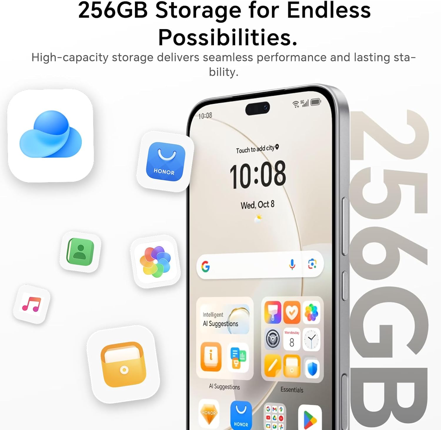 HONOR 400 Lite 5G Smartphone, 8GB 256GB, MTK 7025-Ultra, 5100mAh, Cámara AI de 108MP, 6,7" AMOLED Display 120Hz, IP64, Dual SIM, Android 15, Sin Cargador, Verde - 6