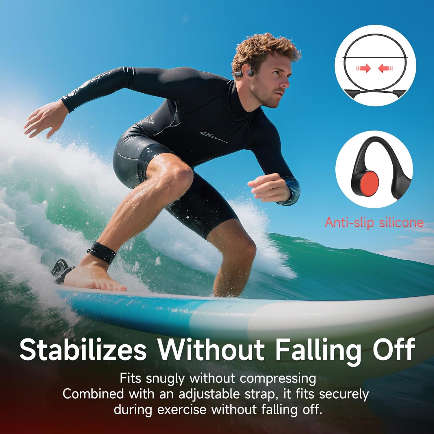 IFECCO Auriculares Conduccion Osea Natacion - IP68 Resistente al Agua Auriculares para Nadar Bluetooth 6.0,Cascos Conduccion Osea con 8G Mp3 para Natacion Correr Ciclismo - 5