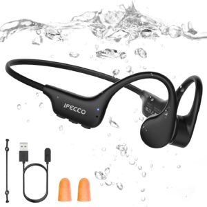 IFECCO Auriculares Natacion Bluetooth 6.0 - IP68 Resistente al Agua Auriculares Conduccion Osea Natacion,Cascos Oseos Abiertos con 8G Mp3 para Nadar Correr Ciclismo