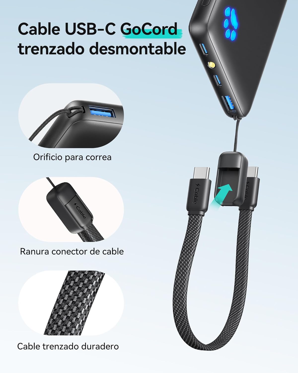 INIU Power Bank, 45W PD3.0 El Más Ligero 10000mAh Bateria Externa, Carga Rápida USB C Input & Output Bateria Portatil con Linterna para iPhone 17 16 15 14 13 12 Pro Samsung S22 S21 S20 iPad Airpods - 6