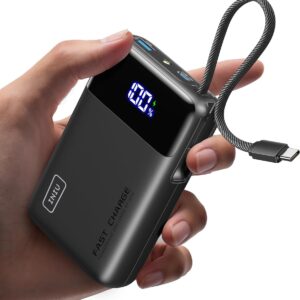 INIU Power Bank, Pequeño 45W Carga Rapida 20000mAh Batería Externa con Cable USB-C Integrado, Apto para Avión, Esenciales de Viaje, Bateria Portatil Movil para iPhone 17 16, iPad, Samsung, Xiaomi etc