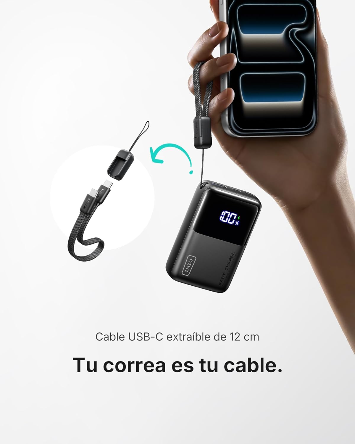 INIU Power Bank, Ultra Mini 45W Carga Rápida 10000mAh Bateria Externa con Cable USB C Desmontable, Apto para Avión & Esenciales de Viaje, Bateria Portatil para iPhone 17 16 Samsung S22 iPad Xiaomi etc - 4
