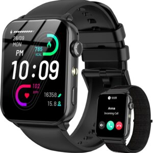 IOWODO Reloj Inteligente Hombre Mujer con Llamadas Bluetooth, 1.91" Smartwatch con Linterna LED, 2 Correas, Monitor Cardíaco/SpO2/Sueño, 100+ Modos Deporte, IP68 Impermeable para Android iOS