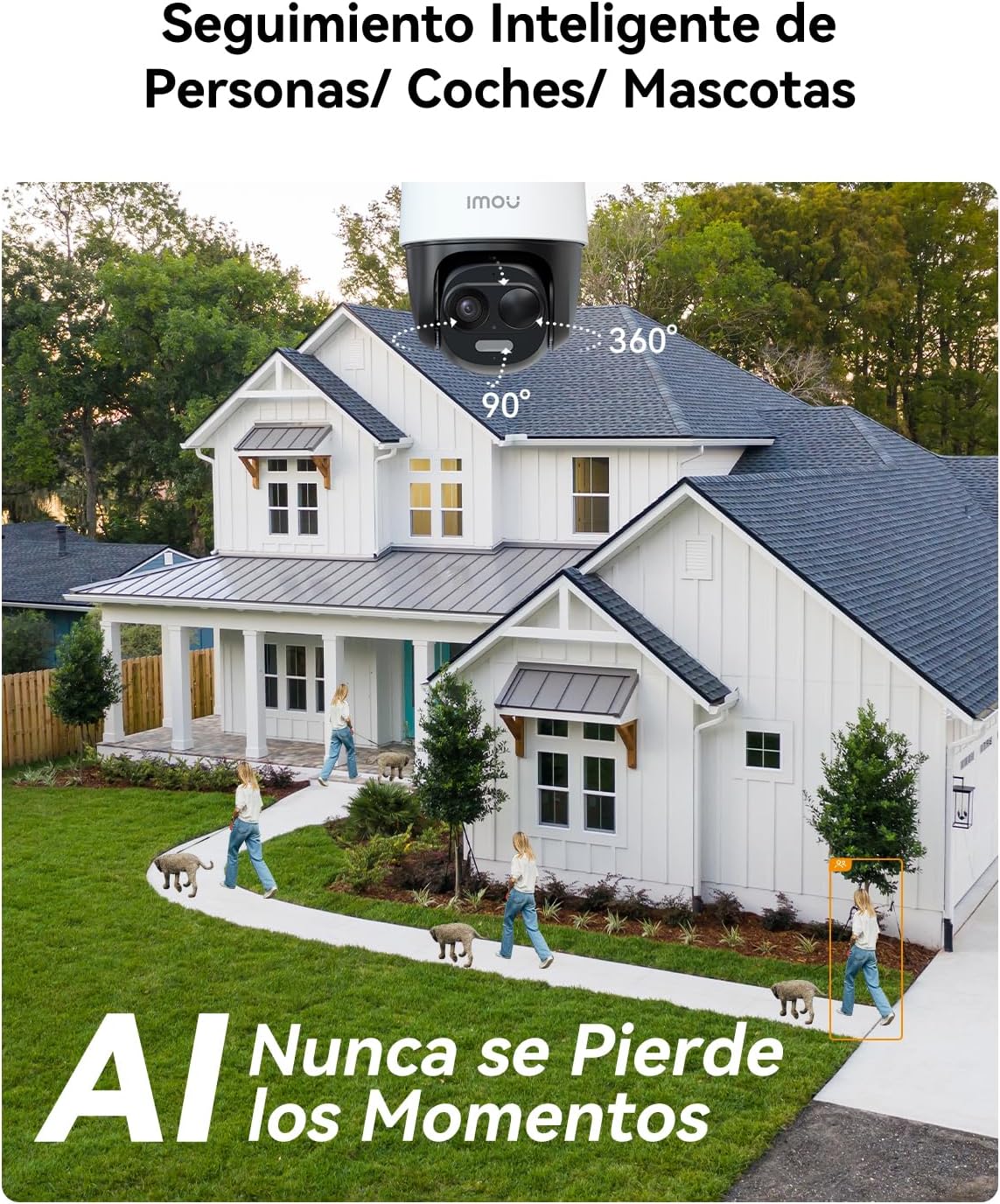 Imou Cell PT 2C (2Pack) - Cámara Vigilancia WiFi 3K Exterior Solar, Cámara Sin Cable de Batería Duración de 365 Días, Visión Nocturna en Color, Seguimiento Inteligente, Detección de Humana/Vehículo - 2