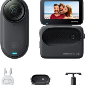 Insta360 GO 3S Negro (128GB) - Cámara Vlogging 4K, POV Manos Libres, Móntala Donde Quieras, Estabilización, 140 Min de batería, Impermeable 10 M, Edición IA, Apple Find My, Vlog, Viajes, Exteriores