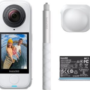 Insta360 X4 Air Blanco ártico Paquete de Principiante - cámara 165 g con resolución 8K y 360°, Efecto Selfie Stick Invisible, Lentes reemplazables, graba Primero y encuadra después, Anti Viento