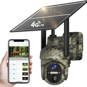 LEMNOI Camara Vigilancia 4G Exterior Solar con Tarjeta SIM Preinstalado sin WiFi, 4G Cámara con 2K Visión Nocturna, Detección de Movimiento, PTZ 360°, Audio Bidireccional, IP66 Impermeable (1 Pieza)