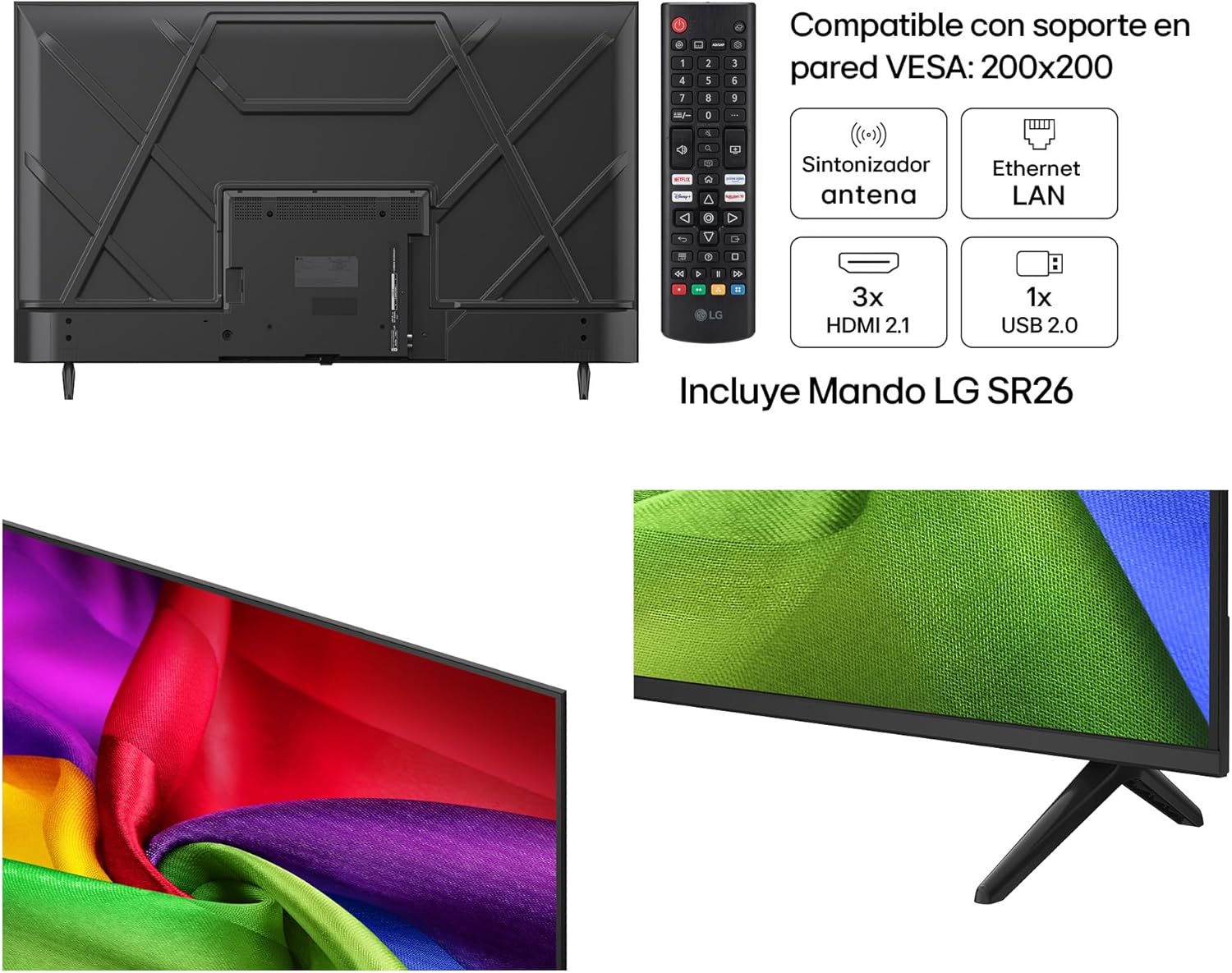 LG 50NU800B6LC - TV 50", Nano 4K UHD AI, Smart TV, WebOS 25 (Actualizable), Procesador Alpha 7 Gen9 AI, 144Hz, HDR10 y Dolby Digital Plus, Magic Remote, Alexa/Google Assistant, Negro - 3