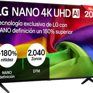 LG 50NU800B6LC - TV 50", Nano 4K UHD AI, Smart TV, WebOS 25 (Actualizable), Procesador Alpha 7 Gen9 AI, 144Hz, HDR10 y Dolby Digital Plus, Magic Remote, Alexa/Google Assistant, Negro