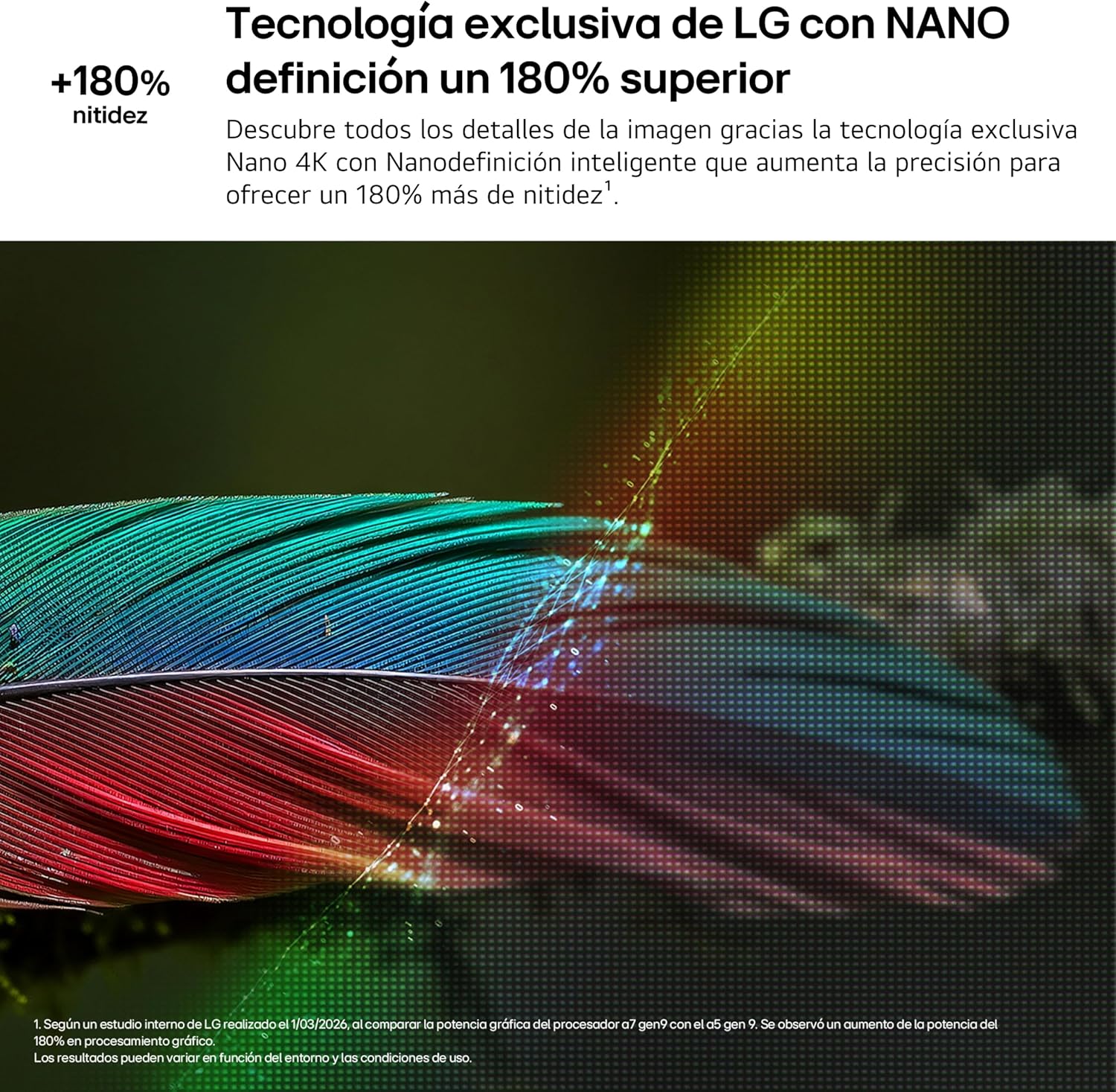 LG 50NU800B6LC - TV 50", Nano 4K UHD AI, Smart TV, WebOS 25 (Actualizable), Procesador Alpha 7 Gen9 AI, 144Hz, HDR10 y Dolby Digital Plus, Magic Remote, Alexa/Google Assistant, Negro - 4