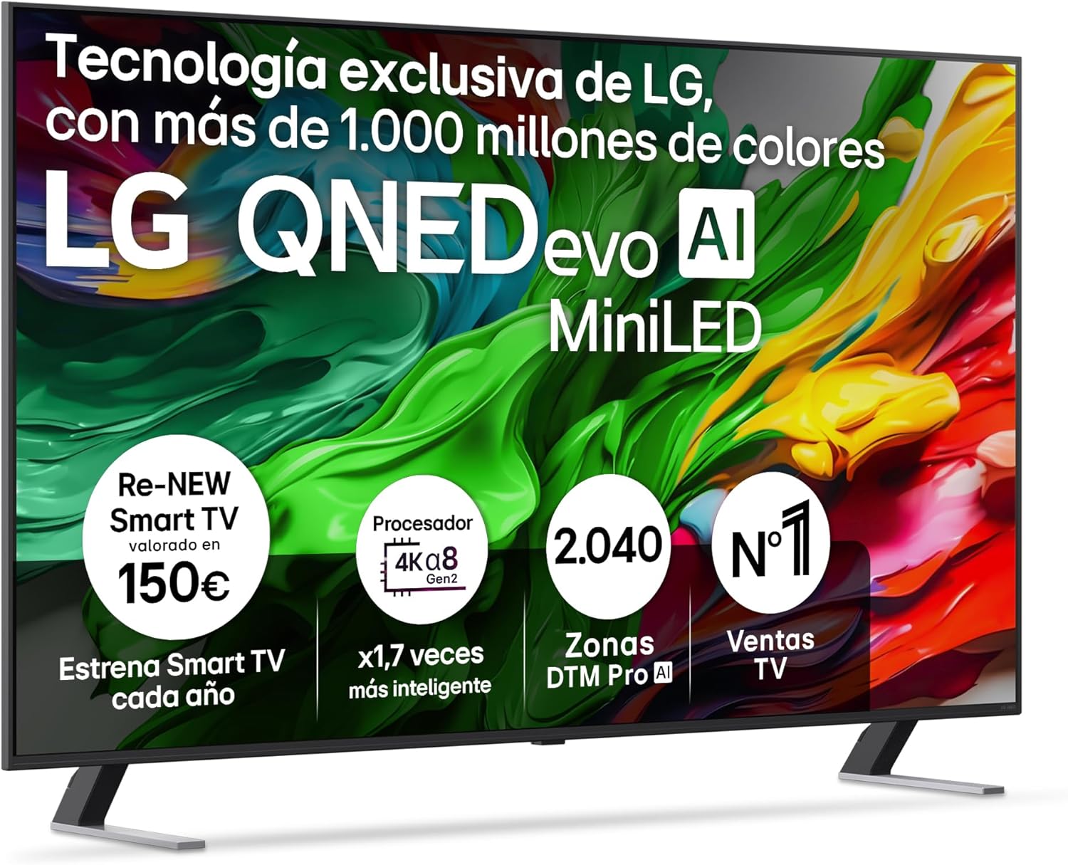 LG 65QNED85A6C - TV 65", 4K QNED EVO, Smart TV, WebOS 25, Procesador Potente e Inteligente, MiniLED AI, Super Upscaling, Dolby Vision y Dilgital Plus, Alexa/Google Assistant, Negro - 1