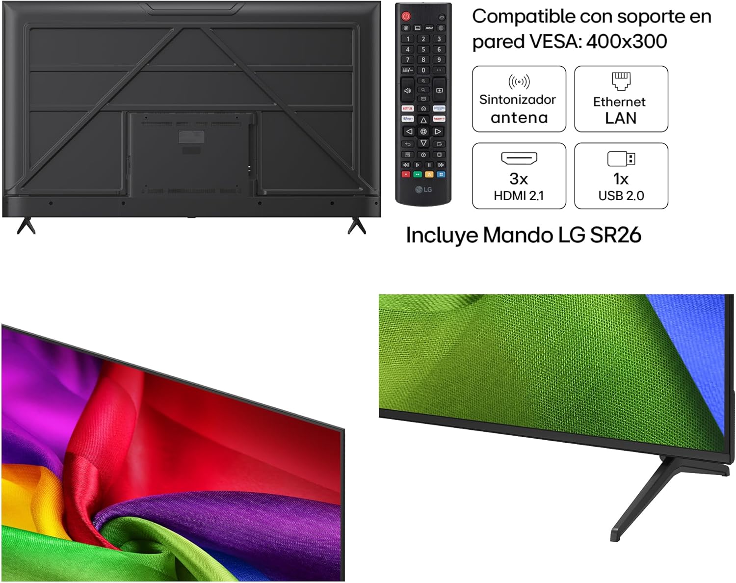 LG 75NU800B6LA - TV 75", Nano 4K UHD AI, Smart TV, WebOS 25 (Actualizable), Procesador Alpha 7 Gen9 AI, 144Hz, HDR10 y Dolby Digital Plus, Magic Remote, Alexa/Google Assistant, Negro - 3