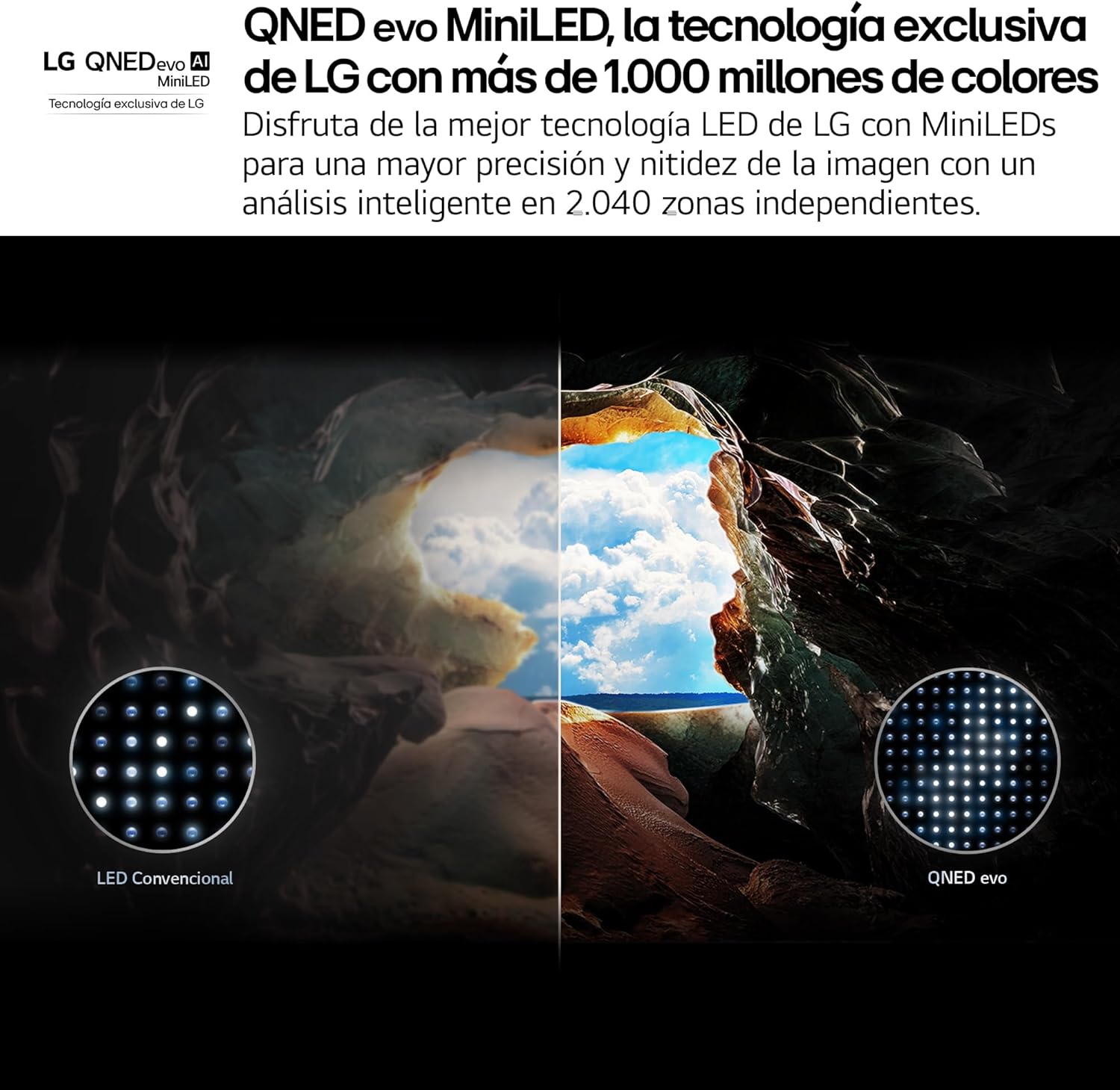 LG 75QNED85A6C - TV 75", 4K QNED EVO, Smart TV, WebOS 25, Procesador Potente e Inteligente, MiniLED AI, Super Upscaling, Dolby Vision y Dilgital Plus, Alexa/Google Assistant, Negro - 4