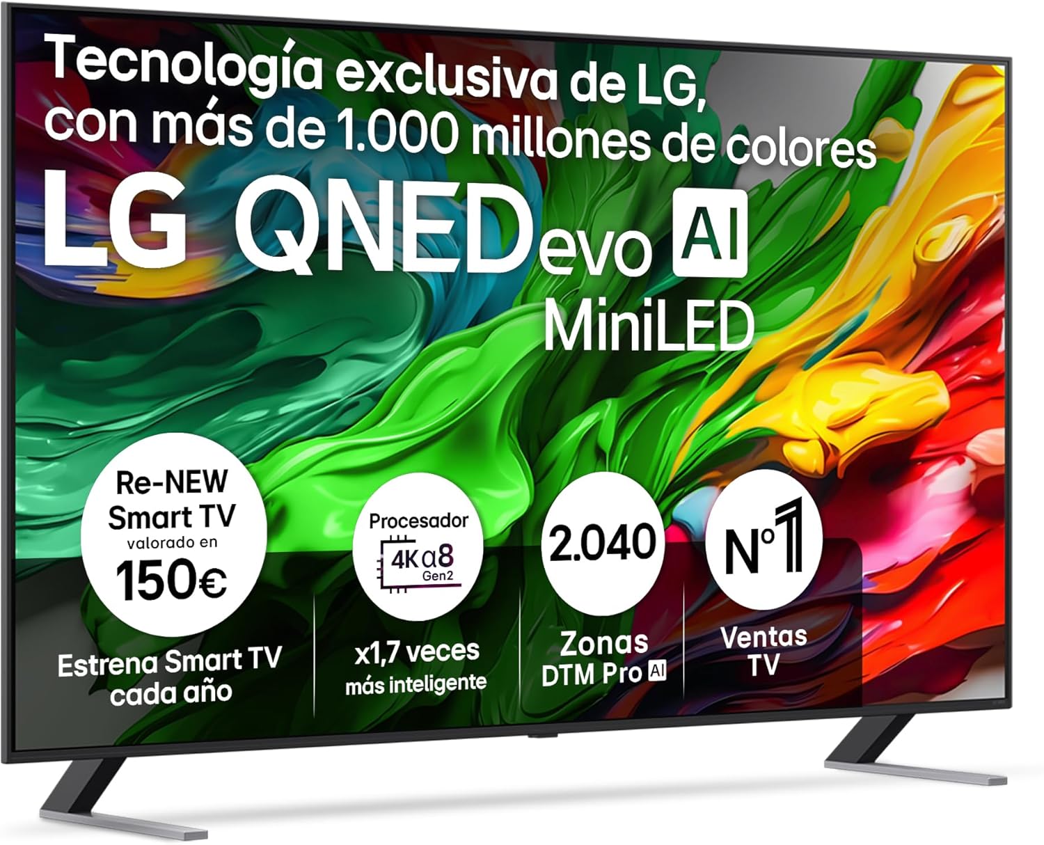LG 75QNED85A6C - TV 75", 4K QNED EVO, Smart TV, WebOS 25, Procesador Potente e Inteligente, MiniLED AI, Super Upscaling, Dolby Vision y Dilgital Plus, Alexa/Google Assistant, Negro - 1