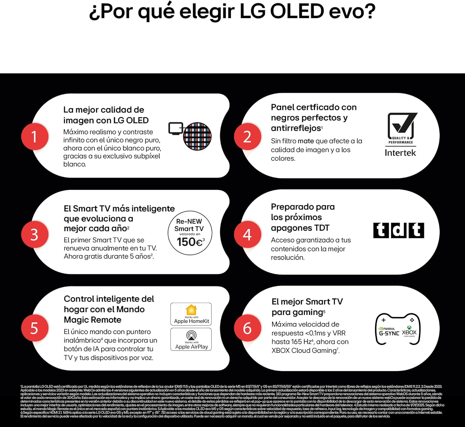 LG OLED65G54LW - TV 65", OLED EVO 4K, Smart TV AI G5, WebOS 25, Super Upscaling, Dolby Vision y Dolby Atmos, AMD FreeSync, Alexa/Google Assistant, Negro - 4