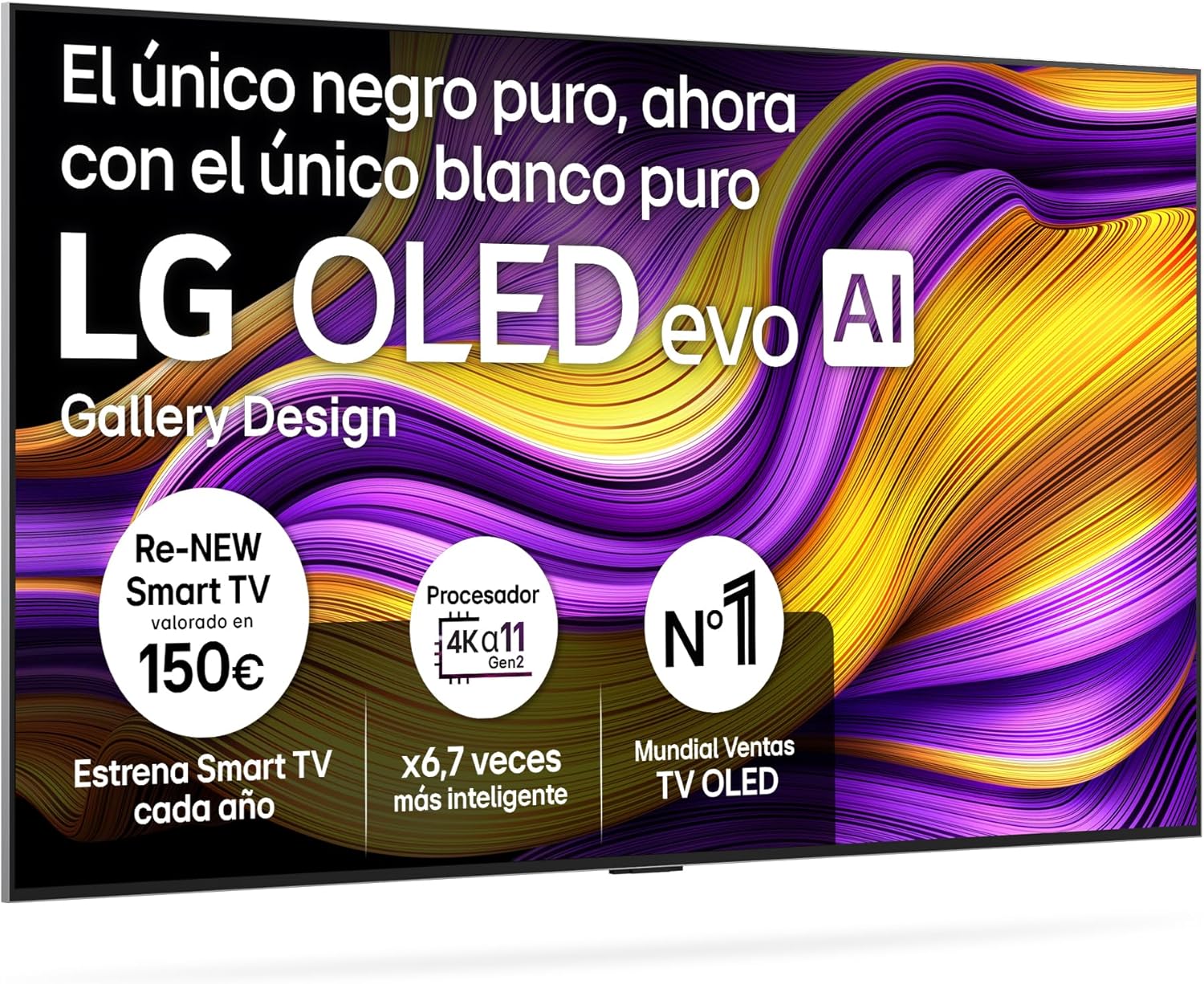 LG OLED65G54LW - TV 65", OLED EVO 4K, Smart TV AI G5, WebOS 25, Super Upscaling, Dolby Vision y Dolby Atmos, AMD FreeSync, Alexa/Google Assistant, Negro - 1