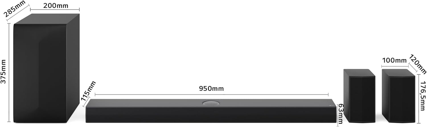 LG S70TR - Barra de Sonido Inteligente, 500W Potencia y 5.1.1 Canales, Altavoces Dobles Traseros Inalámbricos, Sonido Envolvente Dolby Atmos y DTS:X, Hi-Res 24bits/96kHz - 2