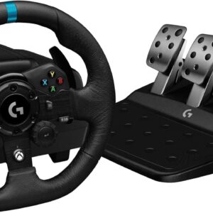Logitech G G923 Racing Wheel and Pedals, Force Feedback TRUEFORCE,1.000 Hz, respuesta eficaz, control de salida de doble embrague, volante auténtico, para Xbox Series X|S, Xbox One y PC - Negro