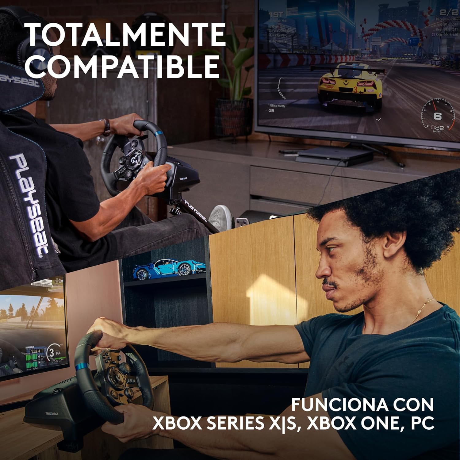 Logitech G G923 Racing Wheel and Pedals, Force Feedback TRUEFORCE,1.000 Hz, respuesta eficaz, control de salida de doble embrague, volante auténtico, para Xbox Series X|S, Xbox One y PC - Negro - 4