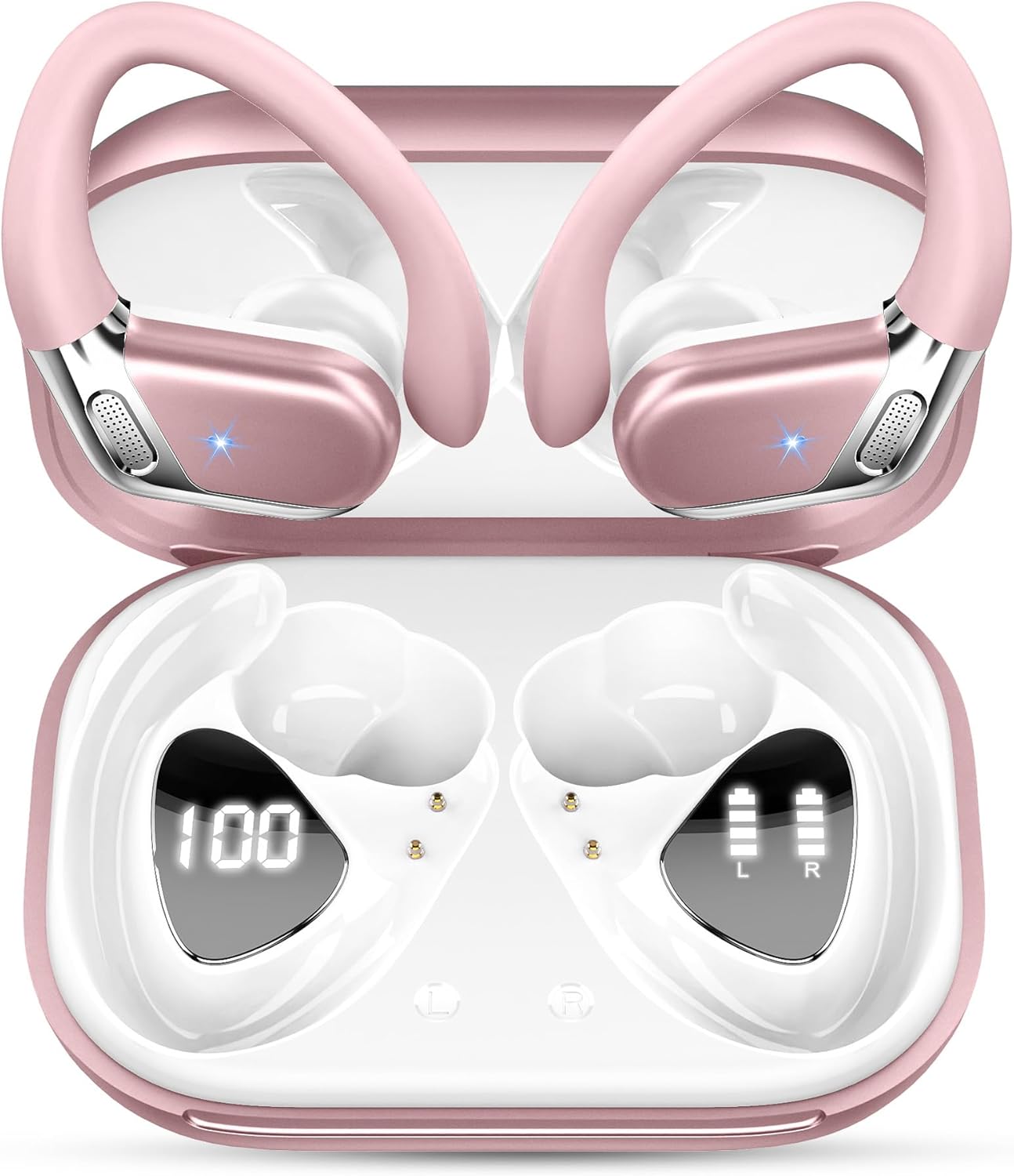 Matast 2026 Cascos Deportivos Inalámbricos, Bluetooth 5.4 Estéreo HiFi con 4 HD Mic, 50H de Autonomía, Cancelación de Ruido ENC, Pantalla LED y Protección IP7 a Prueba de Agua - 1