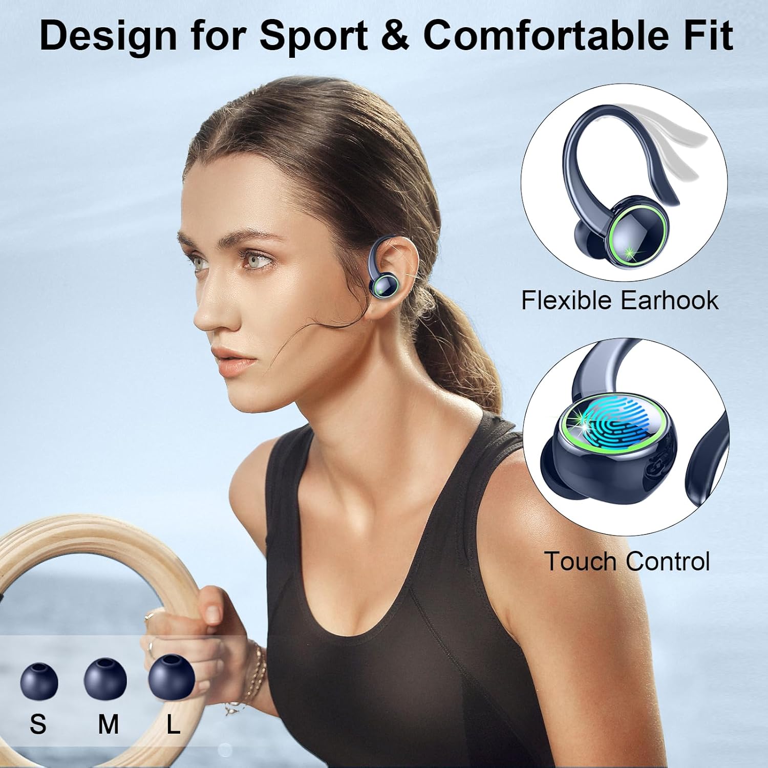 Matast 2026 New Auriculares Inalambricos Deportivos, Auriculares Bluetooth 5.4, 50H Cascos Inalambricos, Auriculares Bluetooth - 5