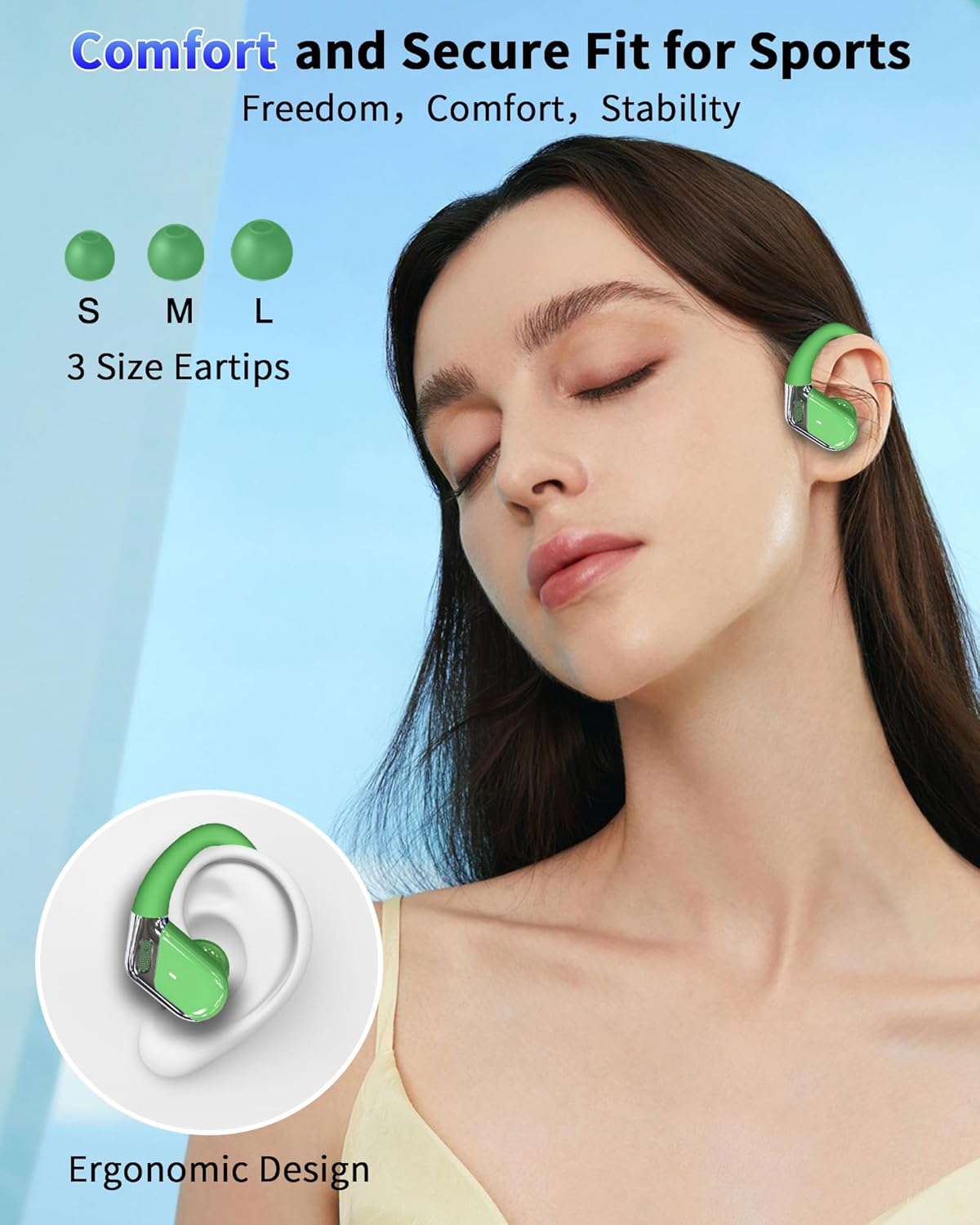 Matast Auriculares Bluetooth Deportivos, 50 Horas, inalámbricos, Bluetooth 5.4 con cancelación de Ruido ENC y 4 micrófonos HD, Auriculares in-Ear con estéreo Hi-Fi, IP7 Resistente al Agua, Pantalla - 3