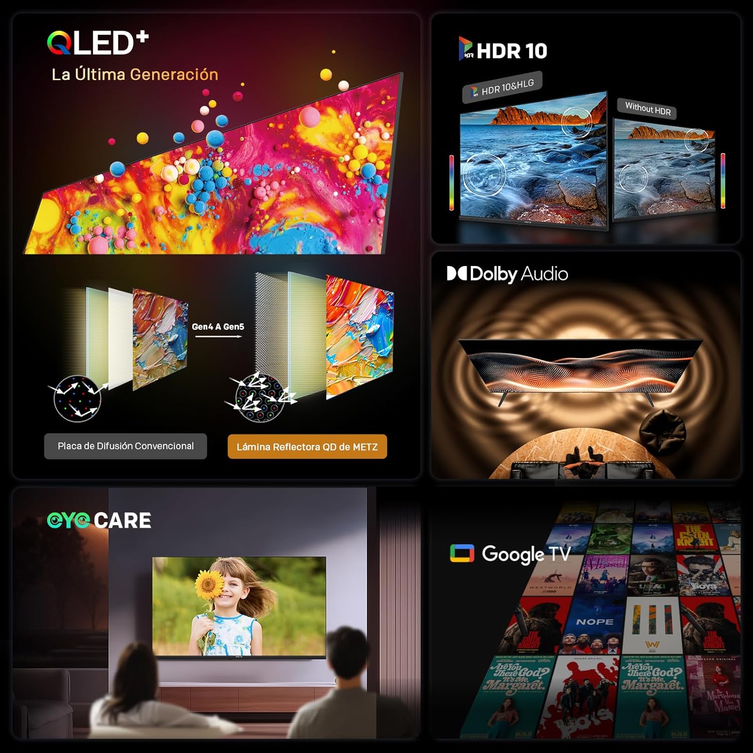 Metz TV 32 Pulgadas Smart TV, 32MQF7000Z, QLED, Smart TV 32 Pulgadas, HDR10, Dolby Audio, Bluetooth 5.1, Negro (DVB-T/T2/S/S2/C ATV, Ci+) 2025 - 2