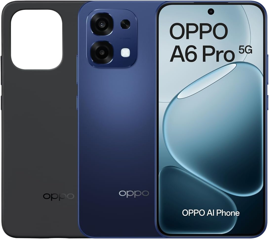 OPPO A6 Pro 5G - Smartphone Libre con IA, 8GB RAM+256GB, Batería 6500 mAh, Carga Rápida 80W, Pantalla AMOLED 120Hz, IP69, Cámara 50MP AI, Dual SIM, Versión Española - Azul - 1
