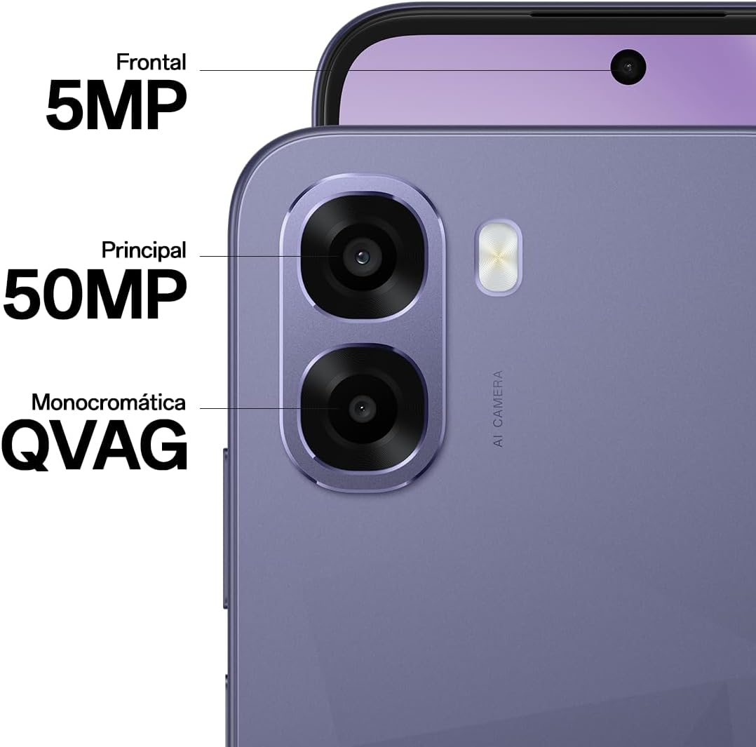 OPPO A6k 4G - Smartphone Libre con IA, 4GB RAM+256GB, Batería 6100 mAh, Pantalla LCD HD+ 120Hz, IP64, Cámara 50MP, Dual SIM, Versión Española - Negro - 3