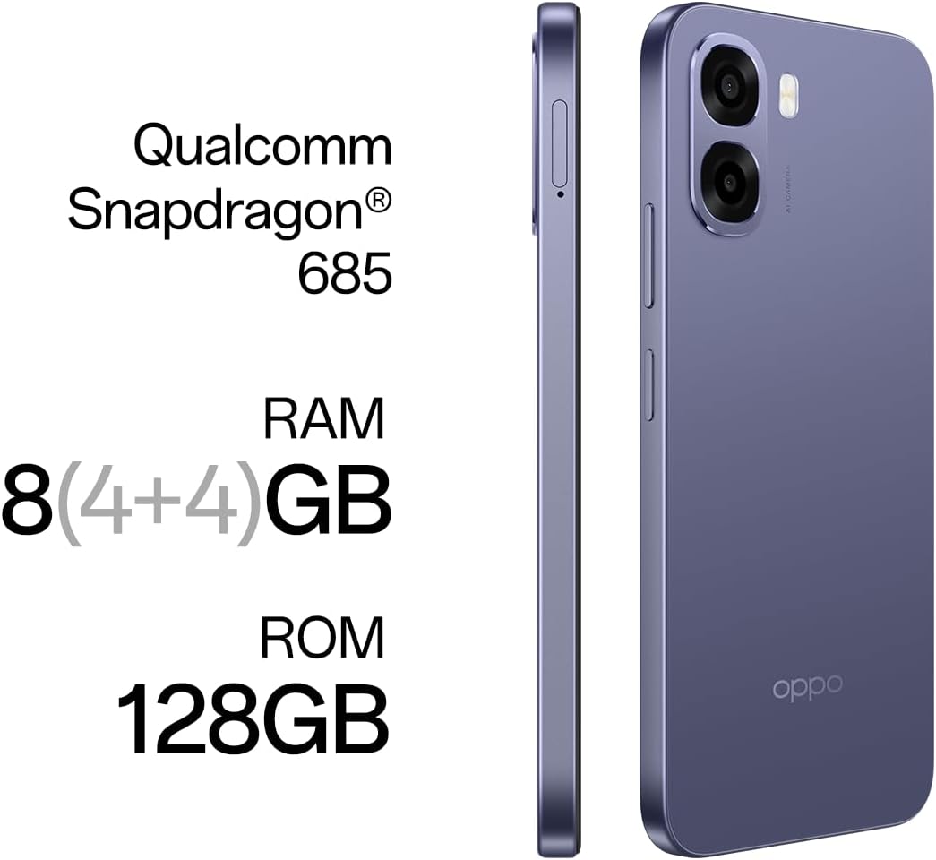 OPPO A6x 4G - Smartphone Libre con IA, 4GB RAM+128GB, Batería 6100 mAh, Pantalla LCD HD+ 120Hz, IP64, Cámara 13MP, Dual SIM, Versión Española - Azul - 5