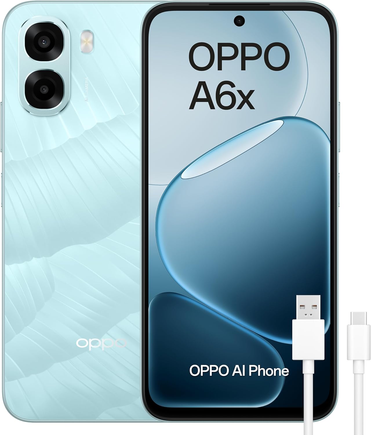 OPPO A6x 4G - Smartphone Libre con IA, 4GB RAM+128GB, Batería 6100 mAh, Pantalla LCD HD+ 120Hz, IP64, Cámara 13MP, Dual SIM, Versión Española - Azul - 1
