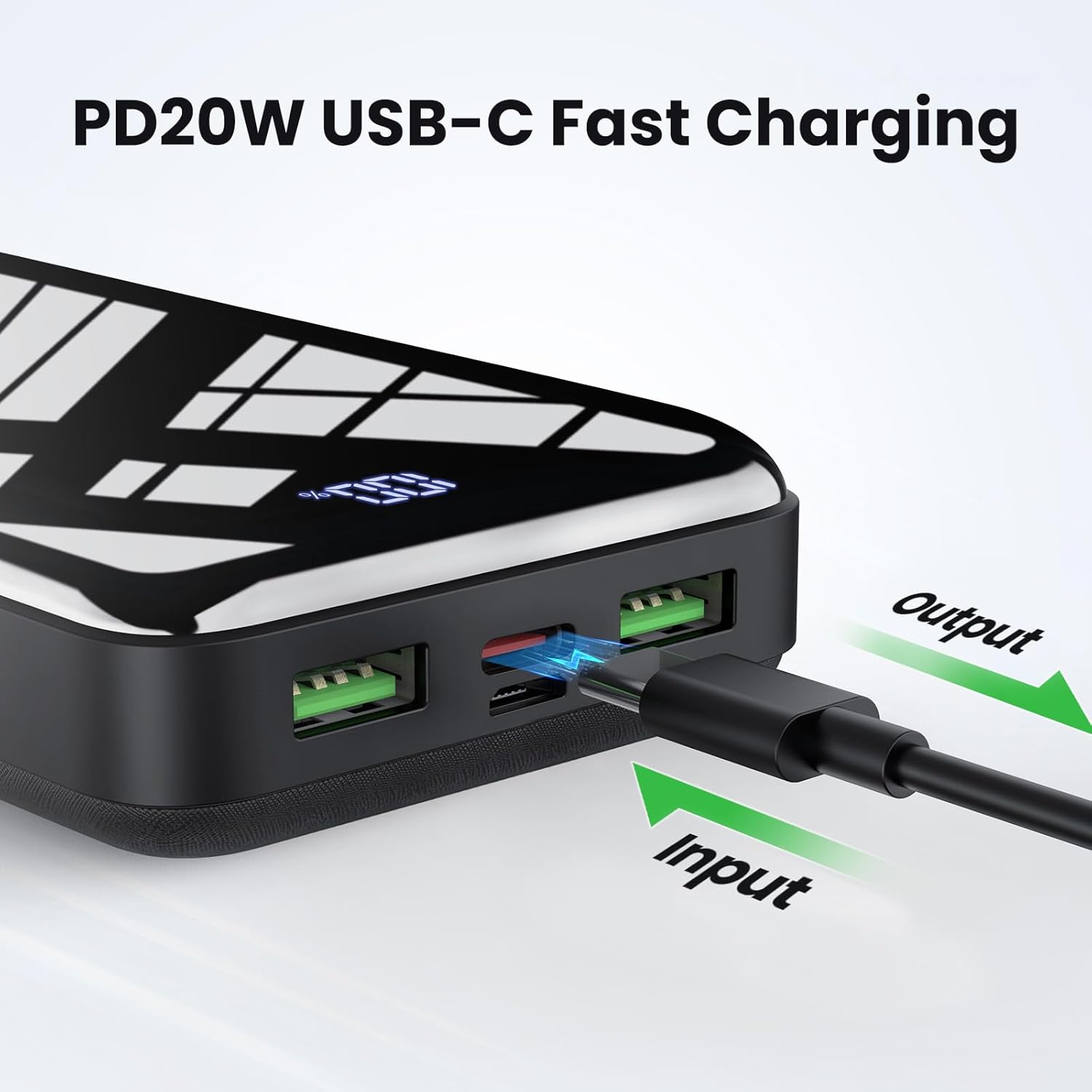 Power Bank 27000mAh, 22,5W PD20W Batería Externa Carga Rápida Powerbank Portátil con Pantalla LED para Teléfonos - 3