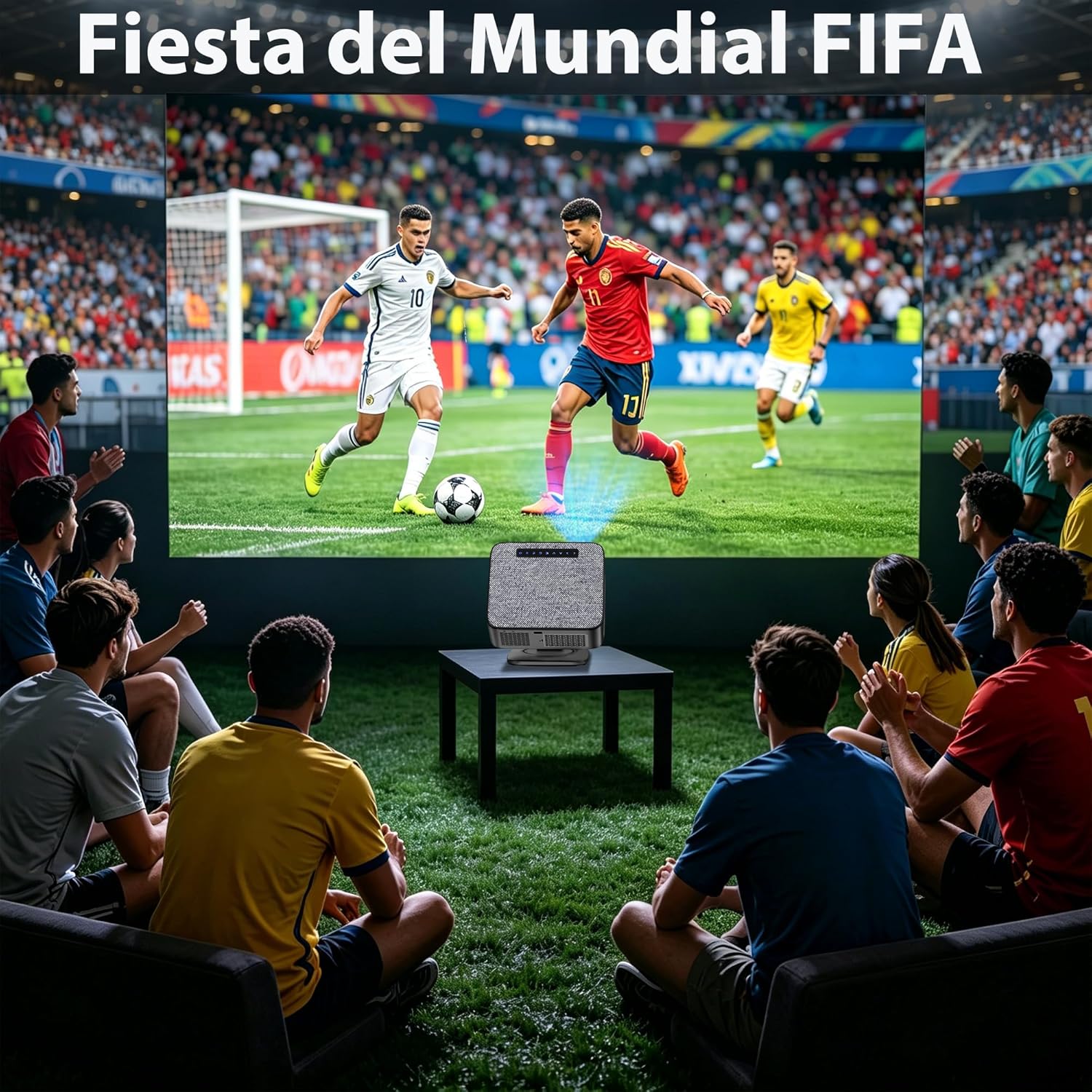 Proyector 4K 【FIFA World Cup/1500 ANSI/Google TV】 XIWBSY Proyector Bluetooth Portatil 38000 Lúmenes, Gira 360 °, Official Apps, Control por Voz, 1080P FHD, Proyectores Video Cine En Casa/Exterior - 2