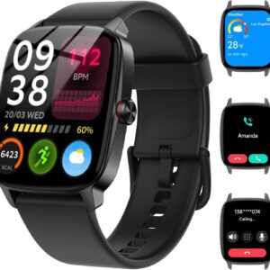 Reloj Inteligente Mujer Hombre con Llamadas Bluetooth y Voz AI, 1.85'' Smartwatch con Whatsapp Notificación, Pulsómetro/SpO2/Sueño/Podómetro, 110+ Modos Deportivos, Impermeable IP68 para iOS/Android