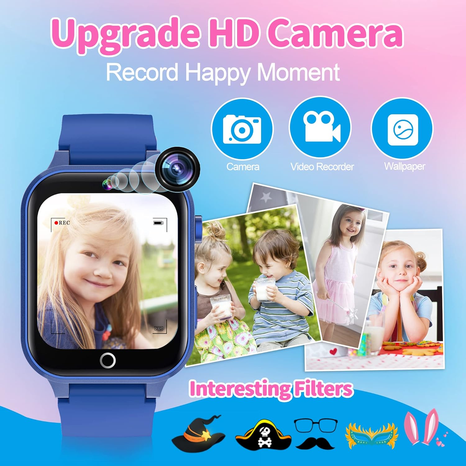 Reloj Inteligente Niño Niña 4-15 Años, 39 Juegos, Modo Deportivo, Cámara, MP3, Linterna, 100+Tarjetas Aprendizaje, Audiolibros, Despertador, Modo Escuela, Podómetro, Regalo Educativo para Niño y Niñas - 6