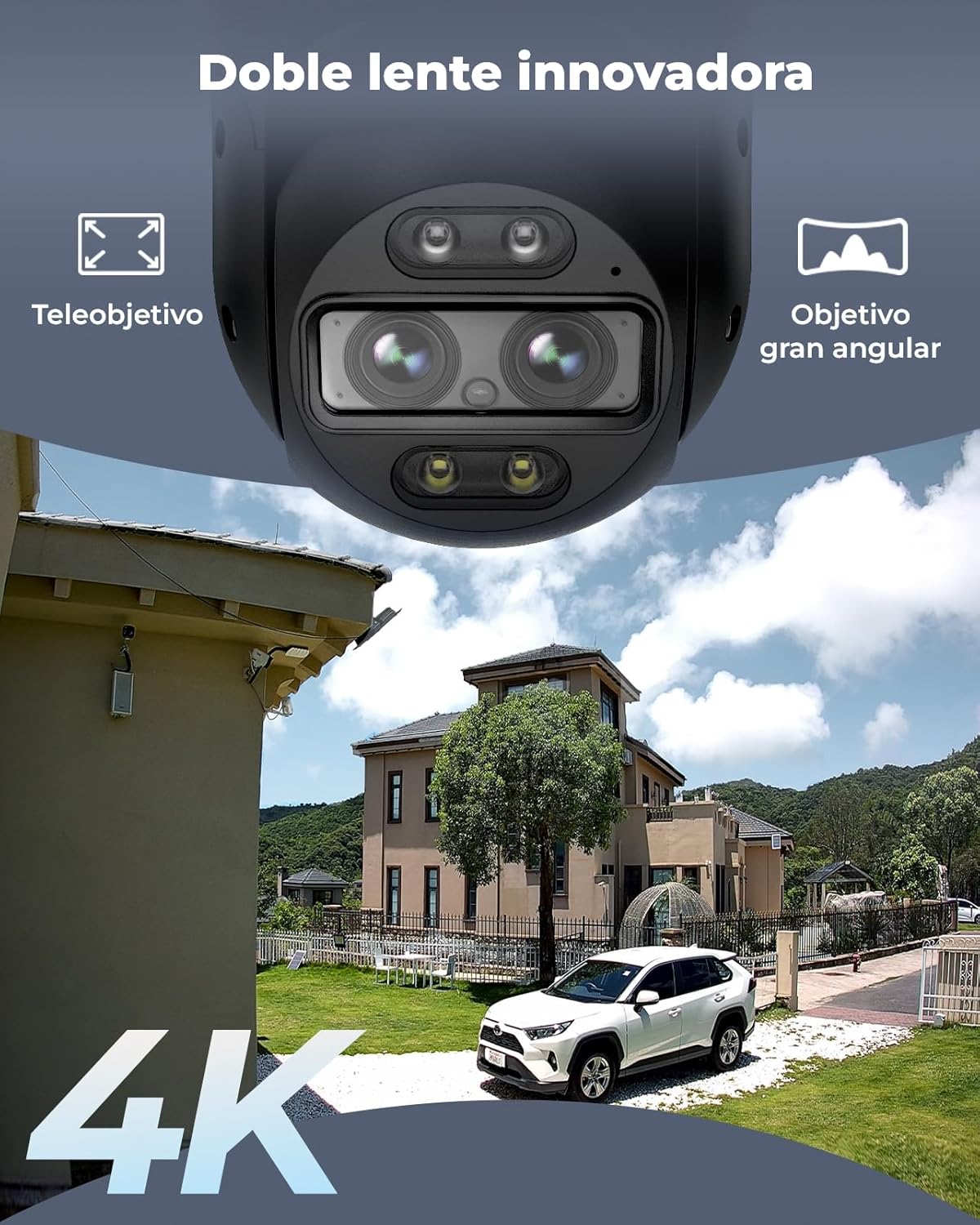 Reolink 4K Wi-Fi 6 PTZ Camara Vigilancia WiFi Exterior con Doble Lente, Zoom Híbrido 6X, Detección de Personas/Vehículos/Animales, Seguimiento Automático, Visión Nocturna en Color, TrackMix WiFi Gris - 2