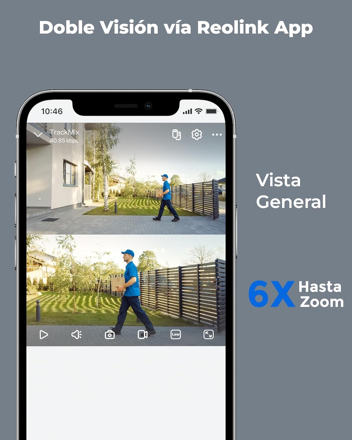 Reolink 4K Wi-Fi 6 PTZ Camara Vigilancia WiFi Exterior con Doble Lente, Zoom Híbrido 6X, Detección de Personas/Vehículos/Animales, Seguimiento Automático, Visión Nocturna en Color, TrackMix WiFi Gris - 3